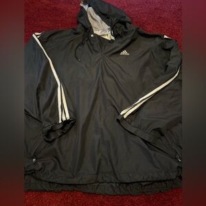 Vintage 1990s Adidas Windbreaker Hoodie Jacket Black Pullover